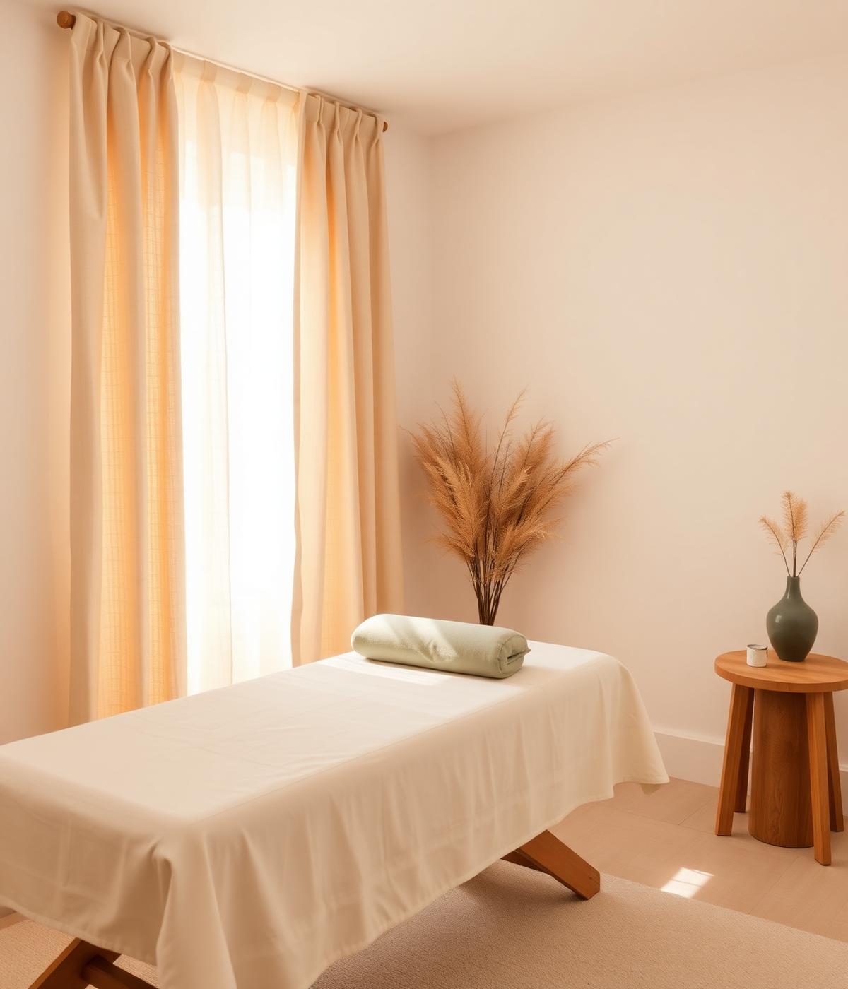 Serene treatment room with soft natural light